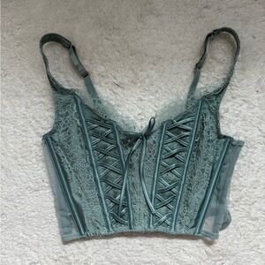 Victoria's Secret Lace-Up Teal Crop Top